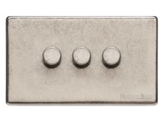 M Marcus Electrical Vintage 3 Gang 2 Way Push On/Off Dimmer Switch, Rustic Nickel (250 OR 400 Watts) - XRN.280.250