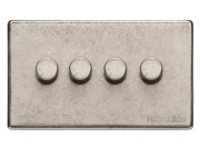 M Marcus Electrical Vintage 4 Gang 2 Way Push On/Off Dimmer Switch, Rustic Nickel (250 OR 400 Watts) - XRN.290.250