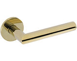 Atlantic Tupai Exclusivo  Covela 5mm Slimline Designer Door Handles On Round Rose, Raw Brass - XT4002R5SRB (sold in pairs)