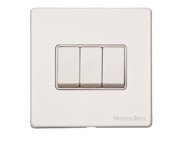 M Marcus Electrical Vintage 3 Gang 2 Way Switch, Matt White With White Switch - XWH.120.W