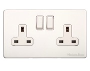 M Marcus Electrical Vintage Double 13 AMP Switched Socket, Matt White With White Switch - XWH.150.W