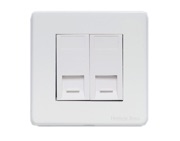 M Marcus Electrical Vintage 2 Gang Telephone & Data Sockets (Master OR Secondary Line), Matt White - XWH.156.W-S