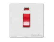 M Marcus Electrical Vintage 45 Amp Cooker Switch With Neon, Single Plate, Matt White - XWH.163.W