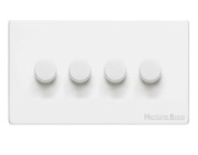 M Marcus Electrical Vintage 4 Gang 2 Way Push On/Off Dimmer Switch, Matt White (250 OR 400 Watts) - XWH.290.250
