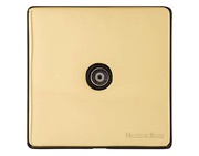 M Marcus Electrical Studio 1 Gang TV/Coaxial Sockets (Non-Isolated OR Isolated), Polished Brass - Y01.221