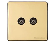 M Marcus Electrical Studio 2 Gang TV/Coaxial Sockets (TV Coaxial OR TV/FM Diplexed), Polished Brass - Y01.222