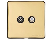 M Marcus Electrical Studio 2 Gang Satellite/TV Sockets, Polished Brass - Y01.226