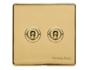 M Marcus Electrical Studio 20 AMP 2 Gang 2 Way Dolly Switch, Polished Brass (Trimless) - Y01.2410.PB