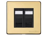 M Marcus Electrical Studio 2 Gang Tel & Data Sockets (Master OR Secondary Line), Polished Brass - Y01.256