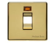 M Marcus Electrical Studio 45 Amp Cooker Switch With Neon, Single Plate, Polished Brass (Trimless) - Y01.263.PB