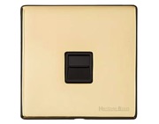 M Marcus Electrical Studio 1 Gang Tel & Data Sockets (Master OR Secondary Line), Polished Brass - Y01.266