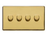 M Marcus Electrical Studio 4 Gang 2 Way Push On/Off Dimmer Switch, Polished Brass (250 OR 400 Watts) - Y01.290.250
