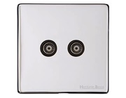 M Marcus Electrical Studio 2 Gang TV/Coaxial Sockets (TV Coaxial OR TV/FM Diplexed), Polished Chrome - Y02.222