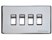 M Marcus Electrical Studio 4 Gang 2 Way Switch, Polished Chrome (Trimless) - Y02.230.PC