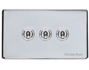 M Marcus Electrical Studio 20 AMP 3 Gang 2 Way Dolly Switch, Polished Chrome (Trimless) - Y02.2420.PC