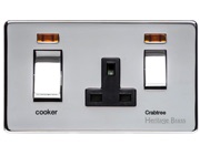 M Marcus Electrical Studio 45A Cooker Unit/13A Socket With Neon, Polished Chrome (Black OR White Trim) - Y02.262.PC
