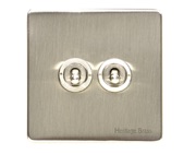 M Marcus Electrical Studio 20 AMP 2 Gang 2 Way Dolly Switch, Satin Nickel (Trimless) - Y05.2410.SN