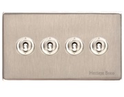 M Marcus Electrical Studio 20 AMP 4 Gang 2 Way Dolly Switch, Satin Nickel (Trimless) - Y05.2430.SN