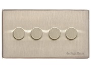 M Marcus Electrical Vintage 4 Gang 2 Way Push On/Off Dimmer Switch, Satin Nickel (250 OR 400 Watts) - X05.290.250