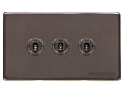 M Marcus Electrical Studio 20 AMP 3 Gang 2 Way Dolly Switch, Polished Bronze (Trimless) - Y07.2420.BZ