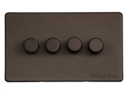 M Marcus Electrical Studio 4 Gang 2 Way Push On/Off Dimmer Switch, Matt Bronze (250 OR 400 Watts) - Y09.290.250