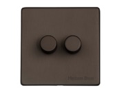 M Marcus Electrical Studio 2 Gang 2 Way Push On/Off Dimmer Switch, Matt Bronze (250 OR 400 Watts) - Y09.270.250