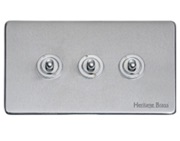 M Marcus Electrical Studio 20 AMP 3 Gang 2 Way Dolly Switch, Satin Chrome (Trimless) - Y33.2420.SC