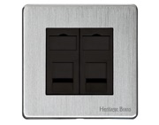 M Marcus Electrical Studio 2 Gang Tel & Data Sockets (Master OR Secondary Line), Satin Chrome - Y33.256