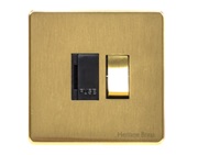 M Marcus Electrical Studio Single 13 AMP Fused Switched Spur, Satin Brass (Black Trim) - Y44.235.SBBK