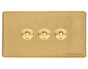 M Marcus Electrical Studio 20 AMP 3 Gang 2 Way Dolly Switch, Satin Brass (Trimless) - Y44.2420.SB