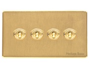 M Marcus Electrical Studio 20 AMP 4 Gang 2 Way Dolly Switch, Satin Brass (Trimless) - Y44.2430.SB