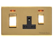 M Marcus Electrical Studio 45A Cooker Unit/13A Socket With Neon, Polished Brass (Black Trim) - Y44.262.SBBK