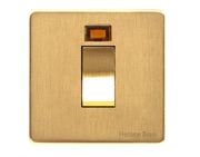 M Marcus Electrical Studio 45 Amp Cooker Switch With Neon, Single Plate, Satin Brass (Trimless) - Y44.263.SB
