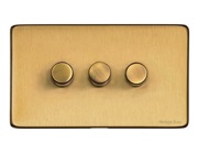 M Marcus Electrical Studio 3 Gang Trailing Edge Dimmer Switch, Satin Brass (Trimless) - Y44.280.TED