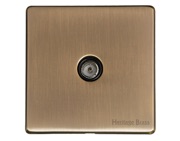 M Marcus Electrical Studio 1 Gang TV/Coaxial Sockets (Non-Isolated OR Isolated), Antique Brass - Y91.221.BK