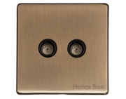 M Marcus Electrical Studio 2 Gang TV/Coaxial Sockets (TV Coaxial OR TV/FM Diplexed), Antique Brass - Y91.222.BK