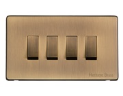 M Marcus Electrical Studio 4 Gang 2 Way Switch, Antique Brass (Trimless) - Y91.230.AB