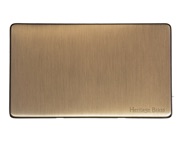 M Marcus Electrical Studio Double Blank Plate, Antique Brass - Y91.232