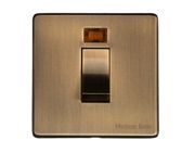 M Marcus Electrical Studio 45 Amp Cooker Switch With Neon, Single Plate, Antique Brass (Trimless) - Y91.263.AB