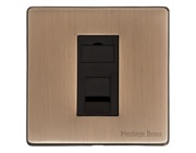 M Marcus Electrical Studio 1 Gang Telephone & Data Sockets (RJ45 OR RJ11), Antique Brass - Y91.268