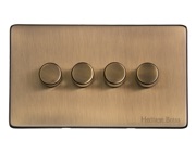 M Marcus Electrical Studio 4 Gang 2 Way Push On/Off Dimmer Switch, Antique Brass (250 OR 400 Watts) - Y91.290.250