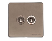 M Marcus Electrical Studio 20 AMP 2 Gang 2 Way Dolly Switch, Aged Pewter (Trimless) - YAP.2410.AP