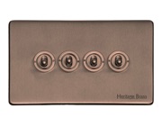 M Marcus Electrical Studio 20 AMP 4 Gang 2 Way Dolly Switch, Aged Pewter (Trimless) - YAP.2430.AP