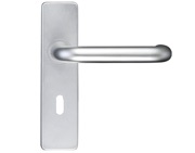 Zoo Hardware Architectural Return To Door Lever On Backplate, Satin Aluminium - ZAA011SA (sold in pairs)