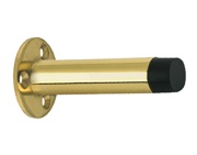Zoo Hardware Cylinder Door Stop With Rose (76mm), Polished Brass - ZAB07B