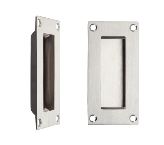 Rectangular Flush Pocket Door Handle 102MM X 45MM Matte Black