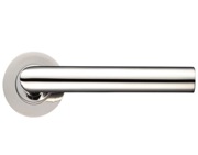 Zoo Hardware ZCS Architectural Mitred Lever On Round Rose, Polished Stainless Steel - ZCS010PS (sold in pairs)