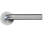 Zoo Hardware ZCS Architectural Radius Lever On Round Rose, Satin Stainless Steel - ZCS020SS (sold in pairs)