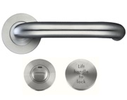 Zoo Hardware ZCS Architectural RTD Lift To Lock DIN Lever On Round Rose, Satin Stainless Steel - ZCS030LLSS (sold in pairs)
