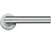 Zoo Hardware ZCS2 Contract Mitred Lever On Round Rose, Satin Stainless Steel - ZCS2010SS (sold in pairs)